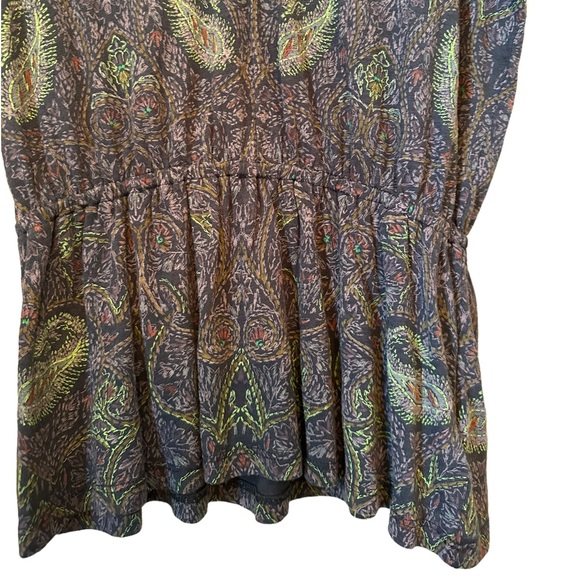 Lucky Brand Paisley Floral Blue Short Sleeve Top - Picture 4 of 13